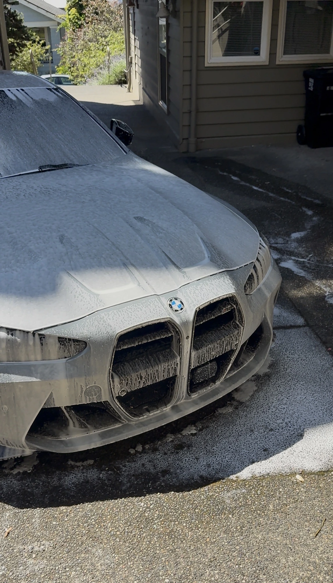 BMW M covered in foam during a Pine & Shine wash
